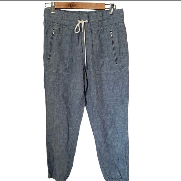 Athleta Cabo 100% Linen Coastal Grandma Jogger Pants In Blue Size 10 - Picture 5 of 9